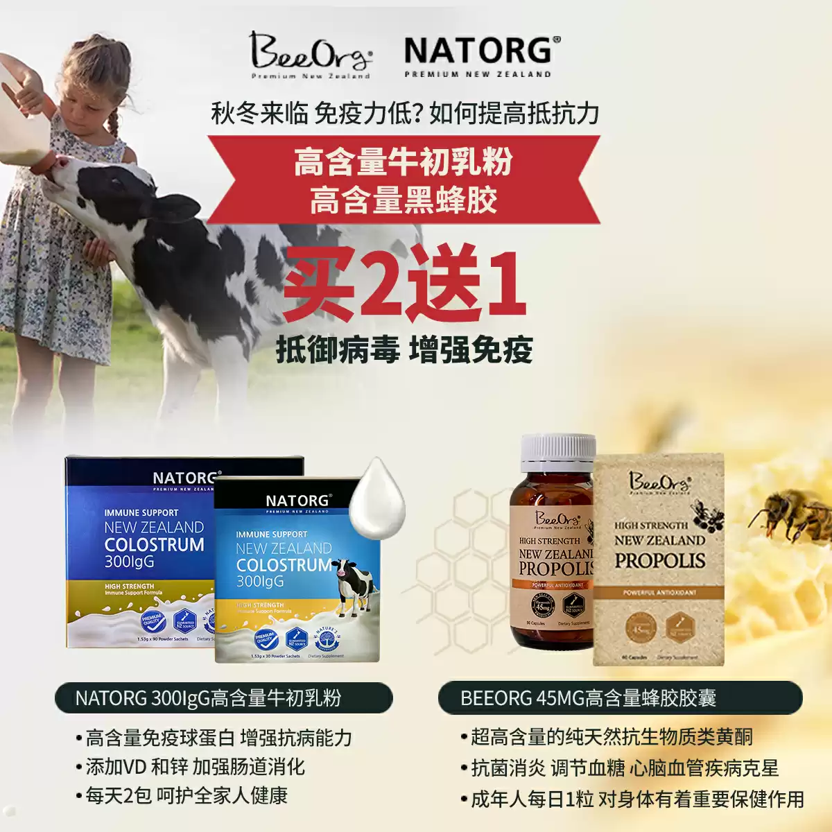 Immunity combination(NATORG Colostrum and BEEORG Propolis）